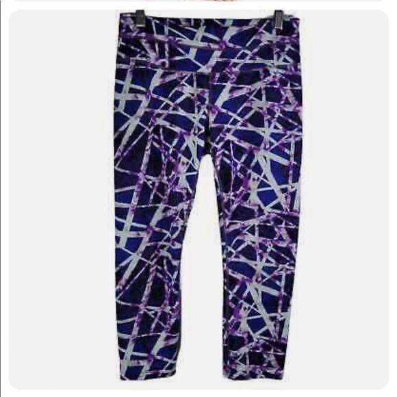 Athleta Floral Geo Sonar Capri Blue Leggings - Picture 3 of 7